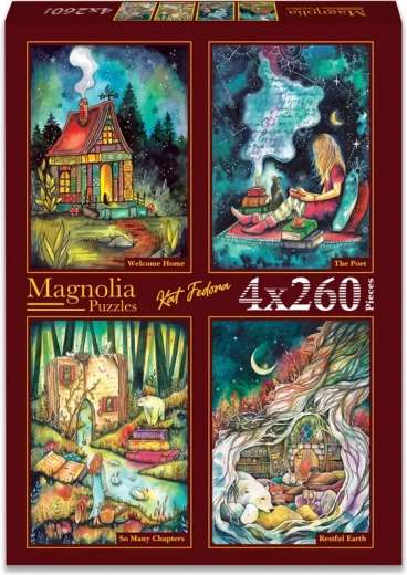 Puzzle Magnolia Retour à la maison, L’âme du poète, Une histoire pleine de chapitres et Terre paisible (4×260 pièces)