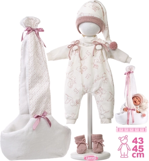 Llorens tenue pour poupée New Born 40–42 cm avec porte-bébé en tissu, set 5 pièces