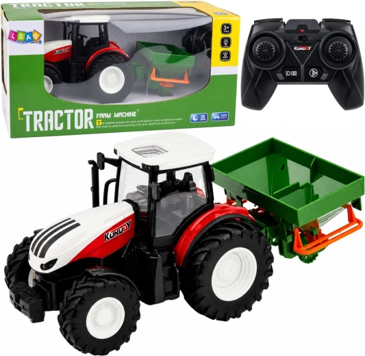 Tracteur agricole RC avec semoir 1:24 avec lumières LED (rouge)