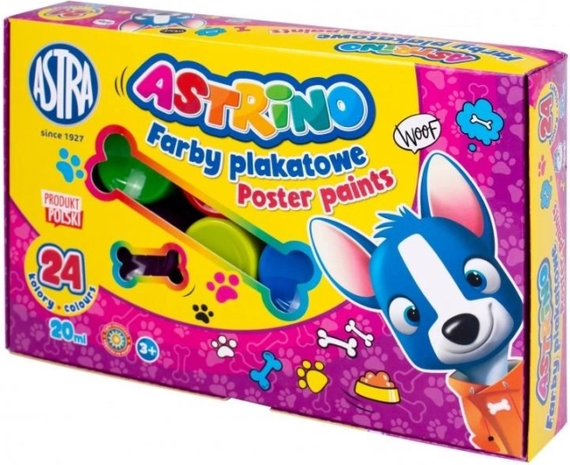 Peintures à la détrempe Astrino, assortiment de 24 couleurs