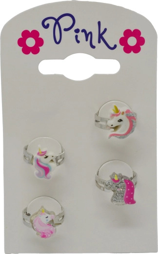 Set de bagues pour enfants avec licorne, 4 pcs