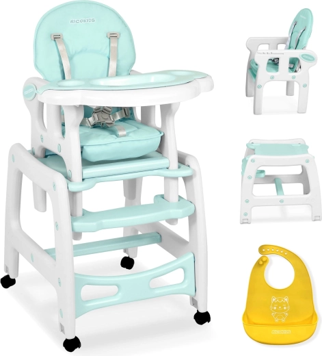 Chaise haute 5-en-1 RICOKIDS Sinco – turquoise
