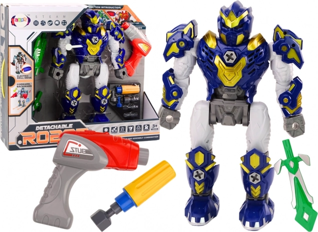 Robot à visser avec perceuse, lumières et sons – bleu