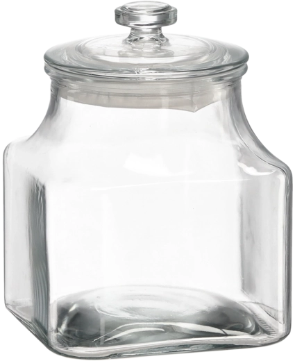 Boîte carrée en verre 2,4 l avec couvercle en verre
