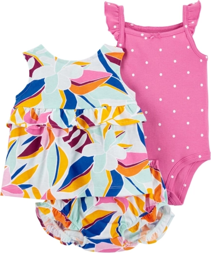 Carter’s ensemble 3 pièces pour fille multi floral (body à bretelles, débardeur, culotte) 9 m