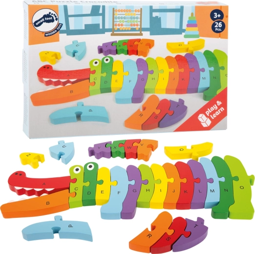 Puzzle en bois crocodile – apprentissage des lettres de l’alphabet