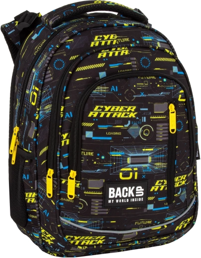 Sac à dos scolaire BackUP Cyber Attack noir 26 l