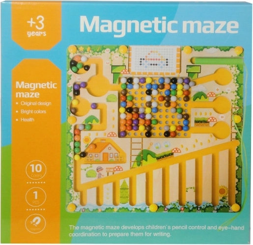 Jouet éducatif magnétique en bois – labyrinthe avec billes - 1 pièce