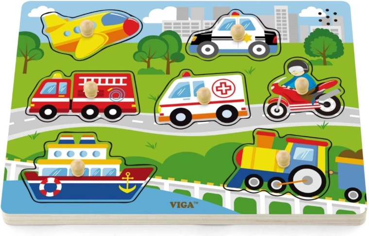 Puzzle sonore en bois moyens de transport Viga