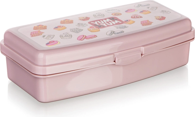 Boîte à goûter rose YUM avec fermoir à clip 20 × 9,5 × 5,5 cm
