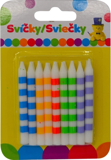 Bougies d’anniversaire colorées à rayures, 18 pcs