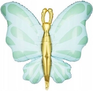 Ballon en aluminium papillon menthe 69 × 69 cm - 1 pièce