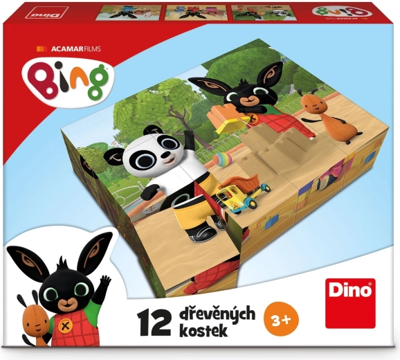 Blocs en bois BING 12 pcs – puzzle 3D sous licence et jeu de construction
