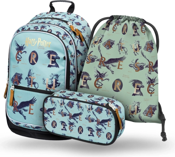 BAAGL set scolaire 3 pcs HARRY POTTER animaux fantastiques – sac à dos, trousse et sac