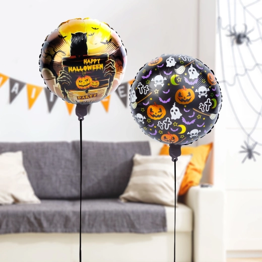 Ensemble de ballons en aluminium d’Halloween citrouille et pierre tombale – 2 pièces