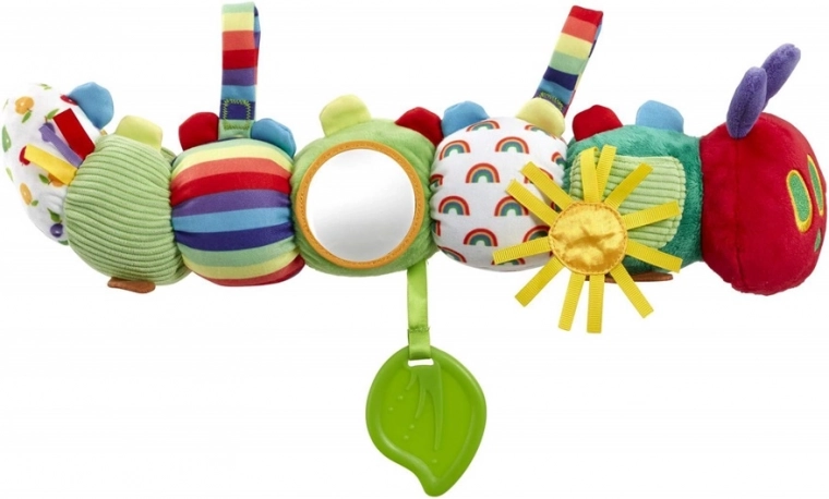 Jouet textile La Très Affamée chenille – hochet d’éveil en peluche et anneau de dentition