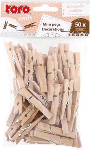 Mini pinces décoratives en bois, 50 pcs