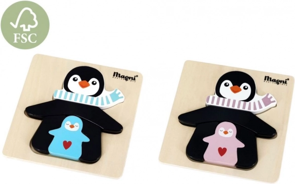 Puzzle en bois pingouin avec ses petits