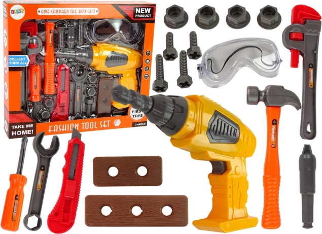 Coffret d’outils pour petits bricoleurs avec perceuse à batterie