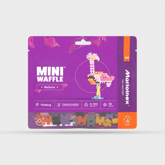 Jeu de construction Mini Waffle Nature – flamant rose, 50 pièces