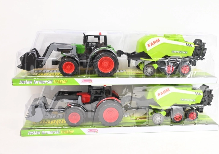 Tracteur avec godet frontal et machine agricole - 1 pièce