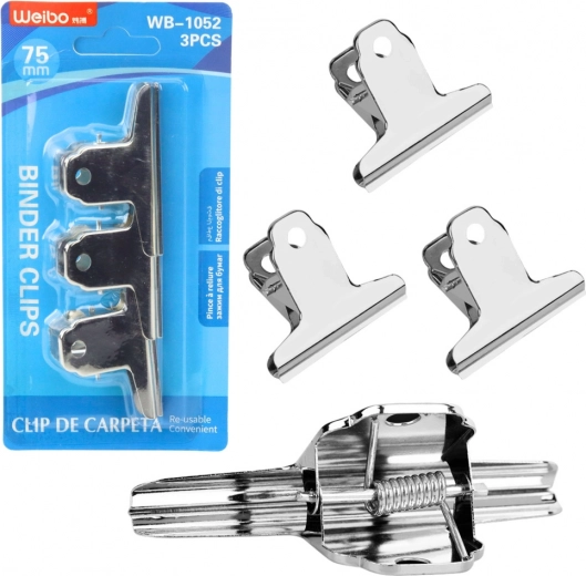 Lot de clips de bureau en métal 75 mm, 3 pièces