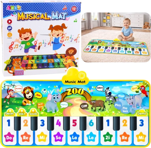 Tapis musical interactif zoo – petit piano pour enfants, 10 touches et 10 mélodies