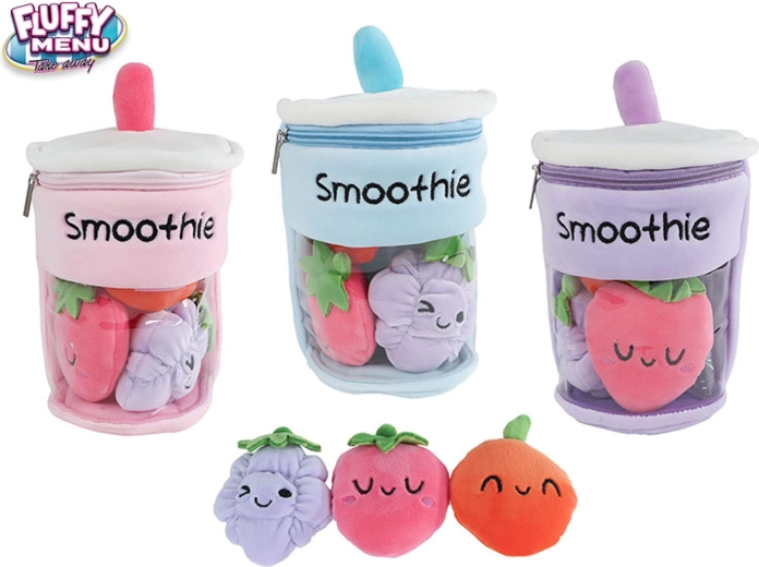 Gobelet smoothie en peluche avec fruits Fluffy Menu 25 cm