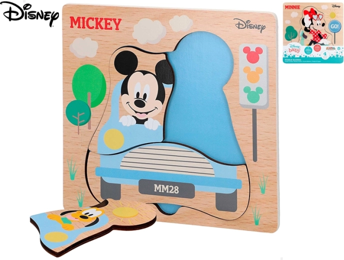 Puzzle en bois DISNEY Mickey et Minnie pour les tout-petits (4 pièces)