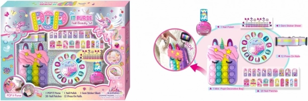 Studio d’ongles avec sac POP IT pour enfants