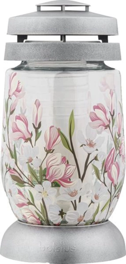 Lanterne de cimetière avec motif magnolia 22 cm, autonomie 36 h