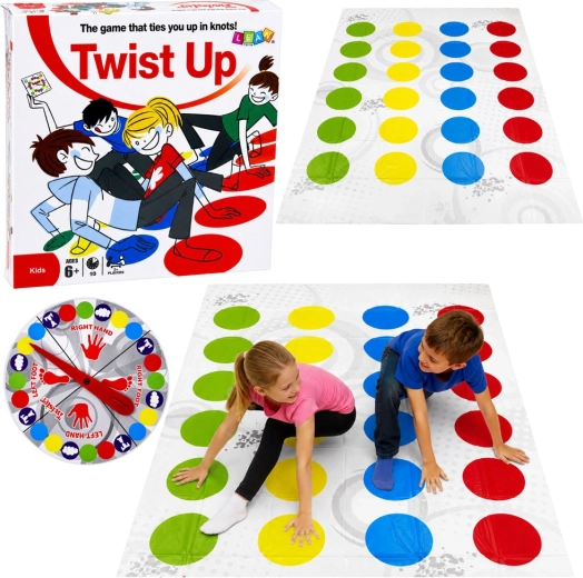Jeu familial de mouvement Twist avec tapis et roulette