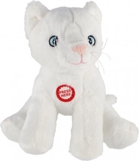Chaton en peluche avec son 15 cm – blanc