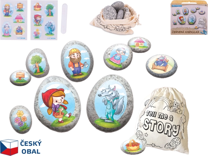 Set féerique de galets avec Le Petit Chaperon rouge et autocollants