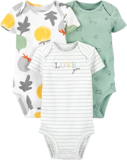 Bodies bébé Carter's à col enveloppe à manches courtes Veggies neutre, 3 pcs, taille 56 (NB)