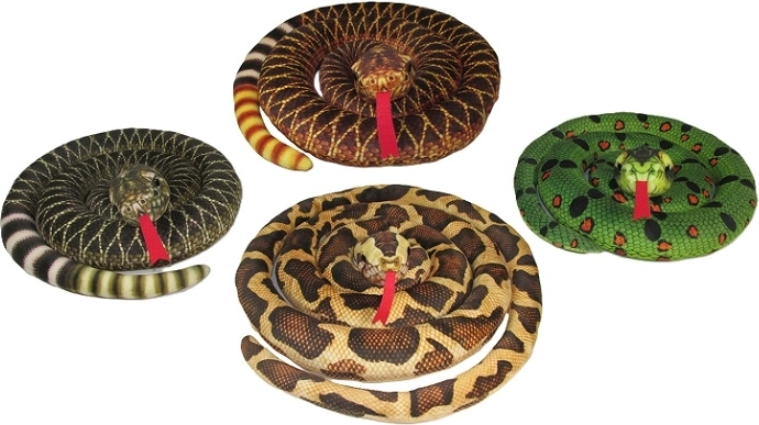 Serpent en peluche 145 cm – imprimé réaliste, 4 variantes de couleurs
