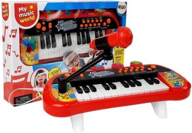 Clavier pour enfants 24 touches avec microphone USB – rouge