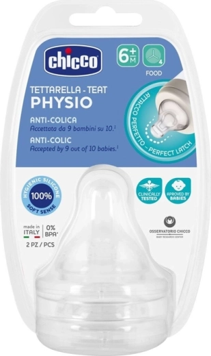 Chicco tétine pour bouillie pour biberons Perfect 5 et Well-Being, silicone, 6m+, 2 pcs