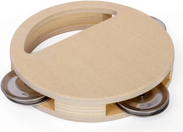 Bigjigs Toys tambourin en bois avec 3 cymbalettes