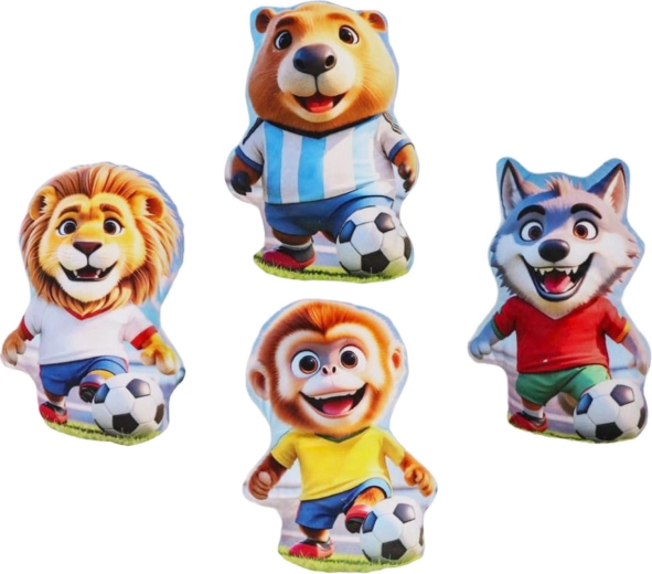 Coussin peluche animal footballeur 16,5 cm