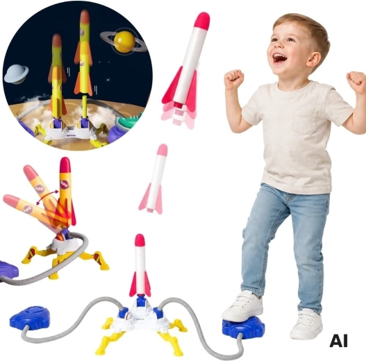 Double lanceur de fusées en mousse Woopie - 6 pièces
