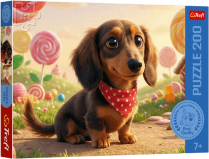 Puzzle Trefl petit chien parmi les friandises – 200 pièces