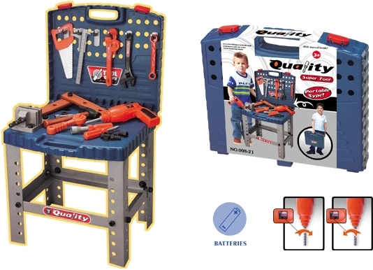 Table d’atelier pour enfants en valise avec outils et perceuse électrique