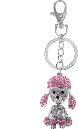 Porte-clés chien argenté PINK