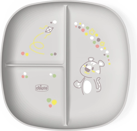 Assiette compartimentée Chicco grise 12m+