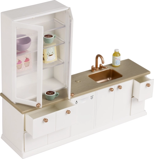 Ensemble de cuisine avec vaisselier pour maison de poupées Lundby
