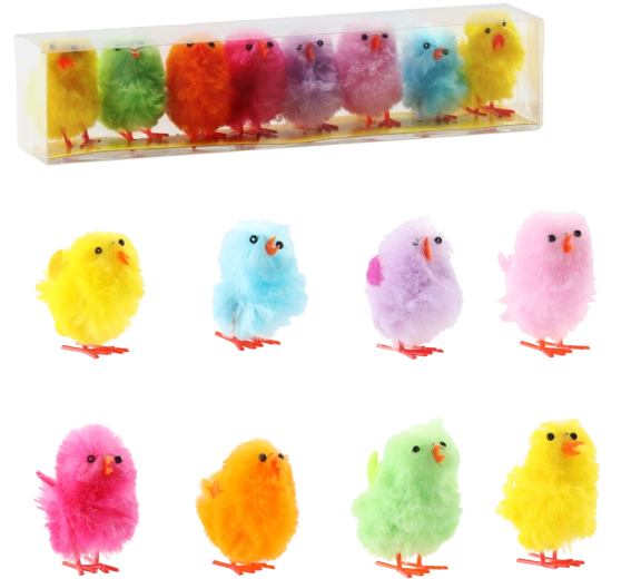 Set de 8 poussins de Pâques colorés – figurines décoratives