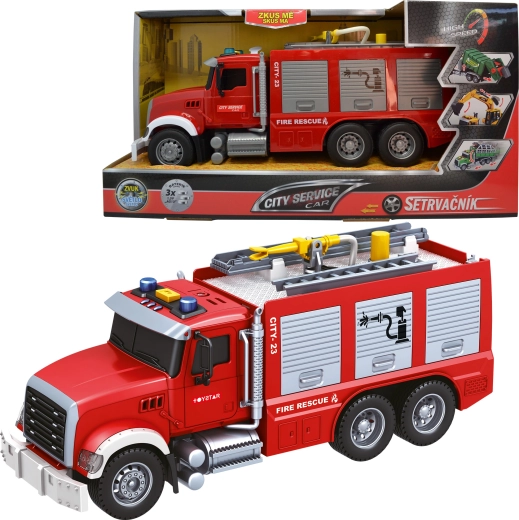 City Service camion de pompiers 1:14 avec sons, lumières et jet d’eau
