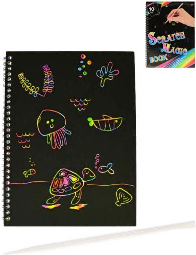 Set créatif magique arc-en-ciel à gratter A4 (10 feuilles) avec stylet à gratter