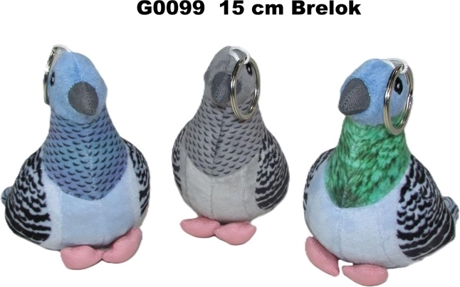 Porte-clés en peluche pigeon 15 cm (3 variantes)